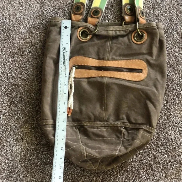 Brown Canvas Gap Bucket Bag - Picture 2 of 6